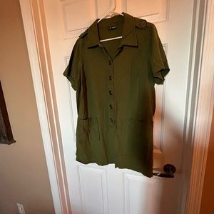 Green button down shirt dress